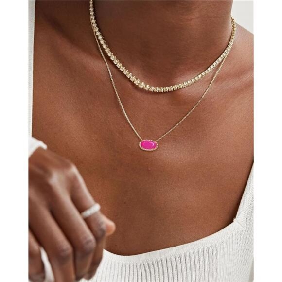 14K Gold Plated Rose Quartz & Druzy Choker - Picture 3 of 4